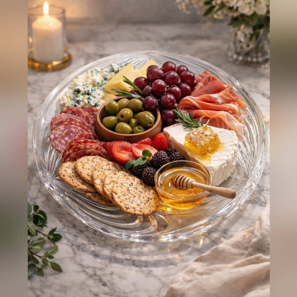 NIB Block Horizon 15" Crystal Serving Platter